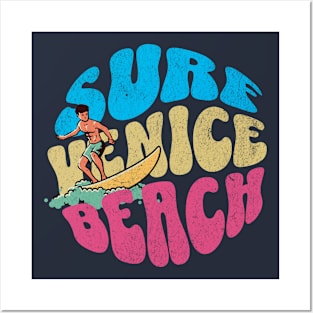 Surf Venice Beach Florida Vintage Surfboard Surfing Posters and Art